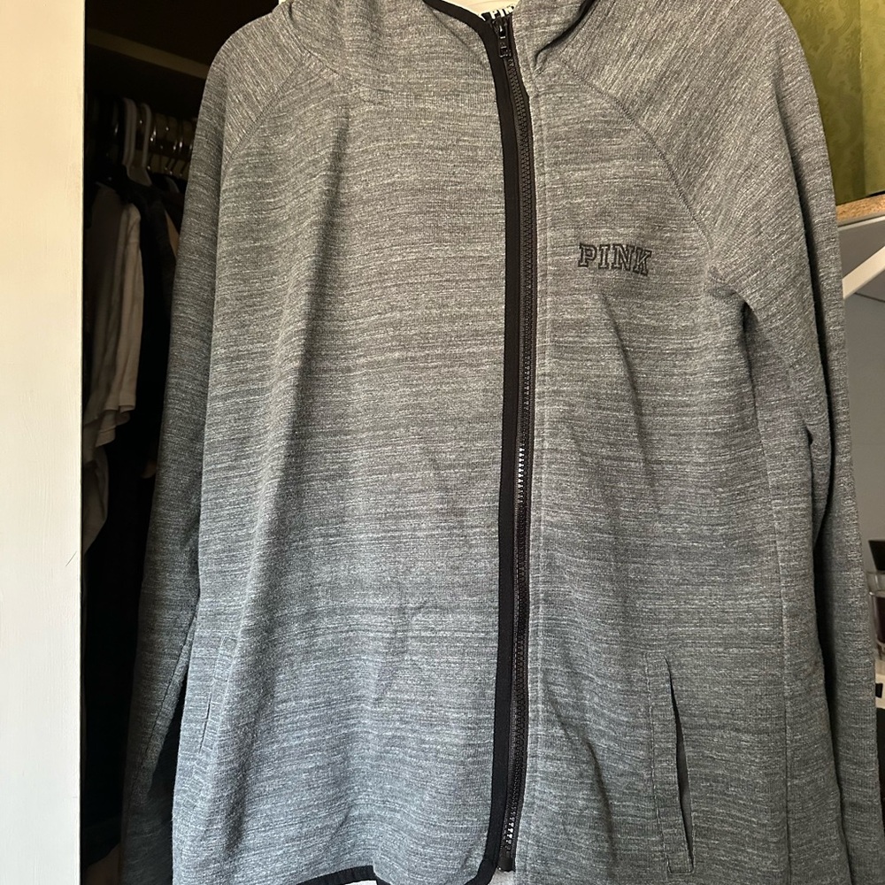 Pink Grey zip up hoodie